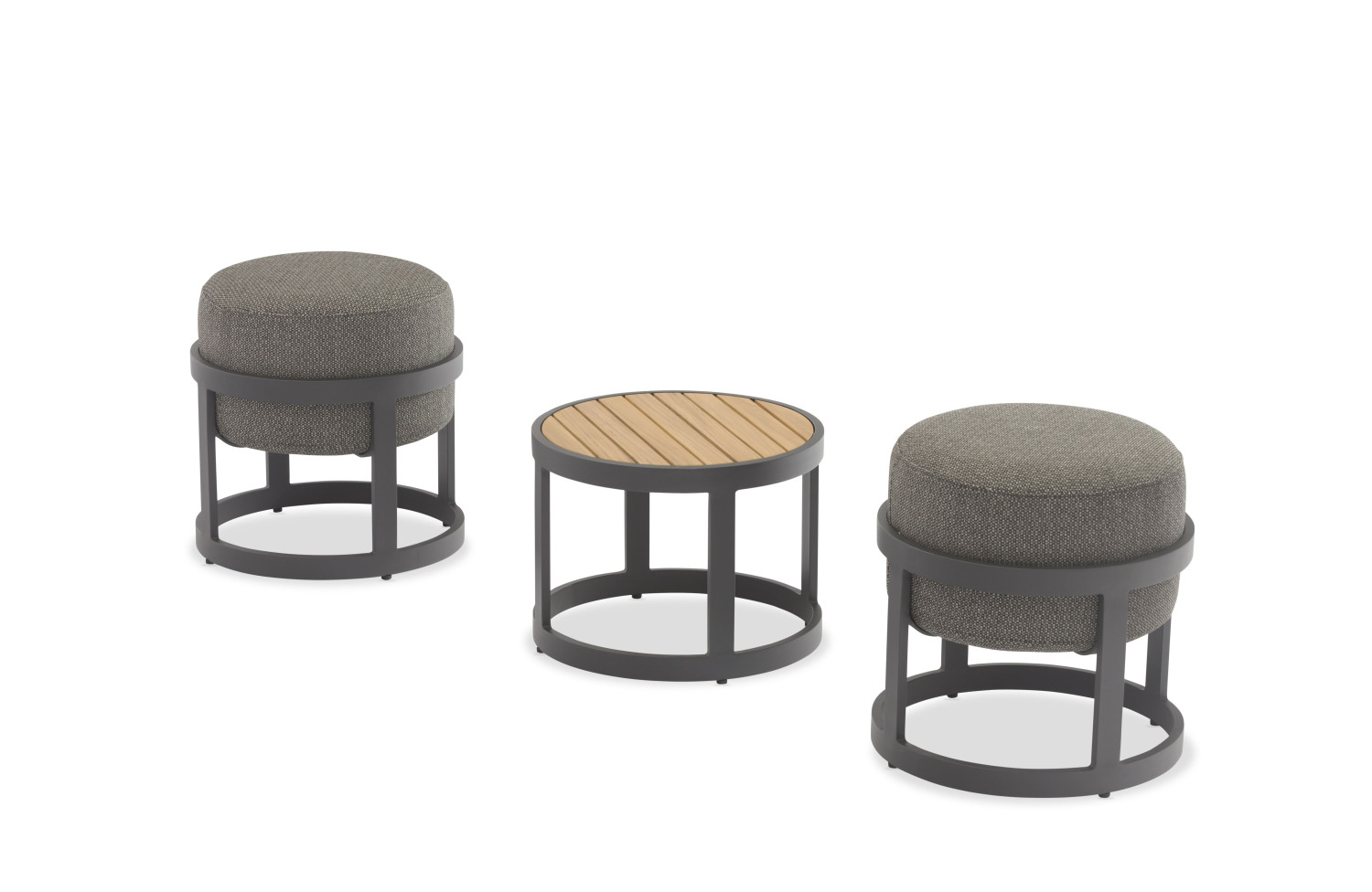 2-footrest set (with cushions) + table LAGOM TOTEM-3 Lm 14B / DARK TAUPE