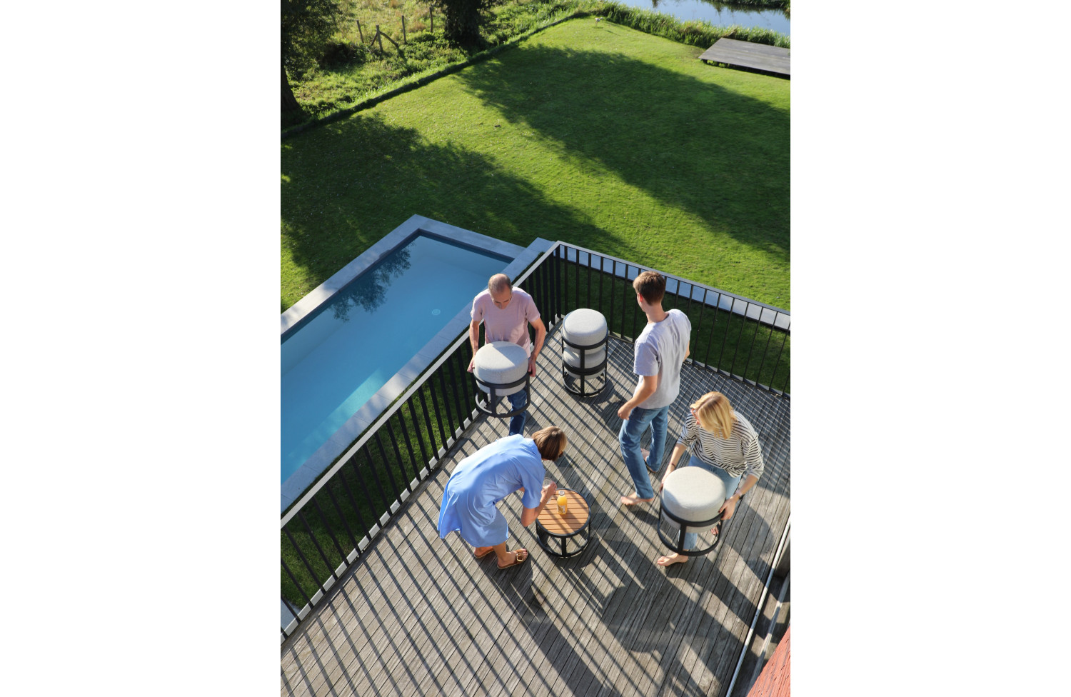 2-footrest set (with cushions) + table LAGOM TOTEM-3 Lm 14T / TAUPE