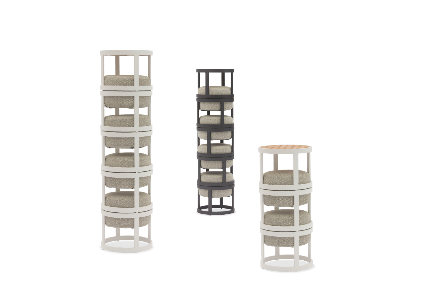 4-footrest set (with cushions) + table LAGOM TOTEM-5 Lm 15 / TAUPE