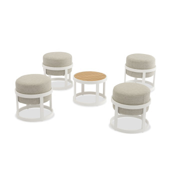 4-footrest set (with cushions) + table LAGOM TOTEM-5 Lm 15 / TAUPE