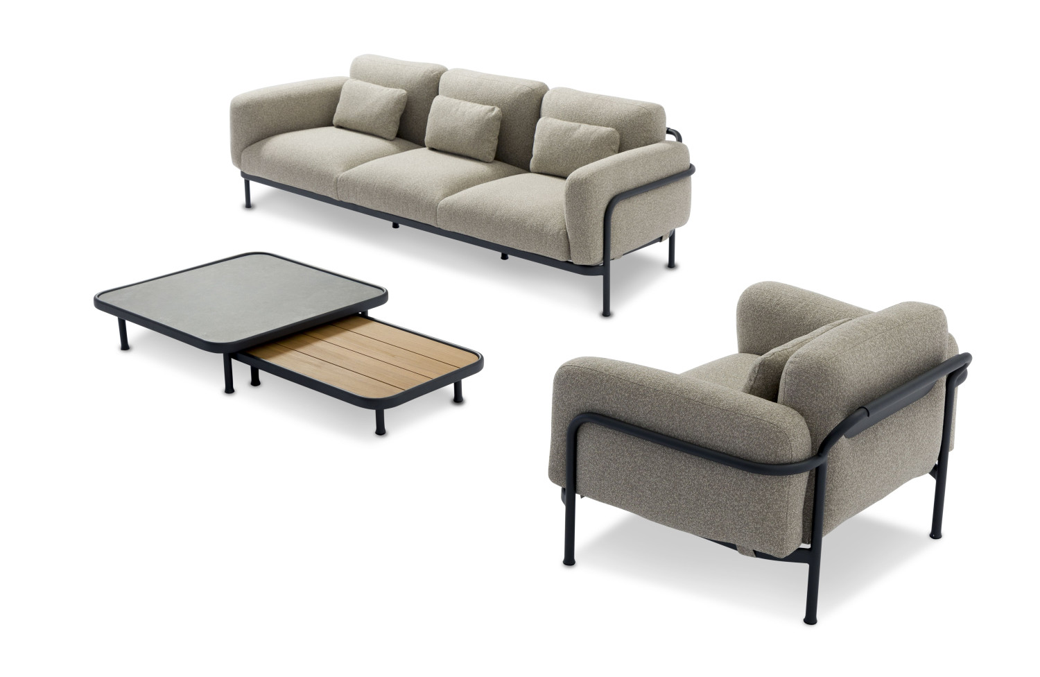 3-seater sofa (with cushions) LAGOM CORAL Lm 69R / BURGUNDY