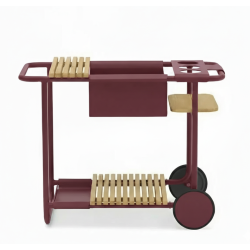 Serving table with wheels LAGOM SUNSET Lm 80R / BURGUNDY