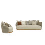 Swivel lounge armchair (with cushions) + 2 loose pillows LAGOM WAVE Lm 85T / TAUPE