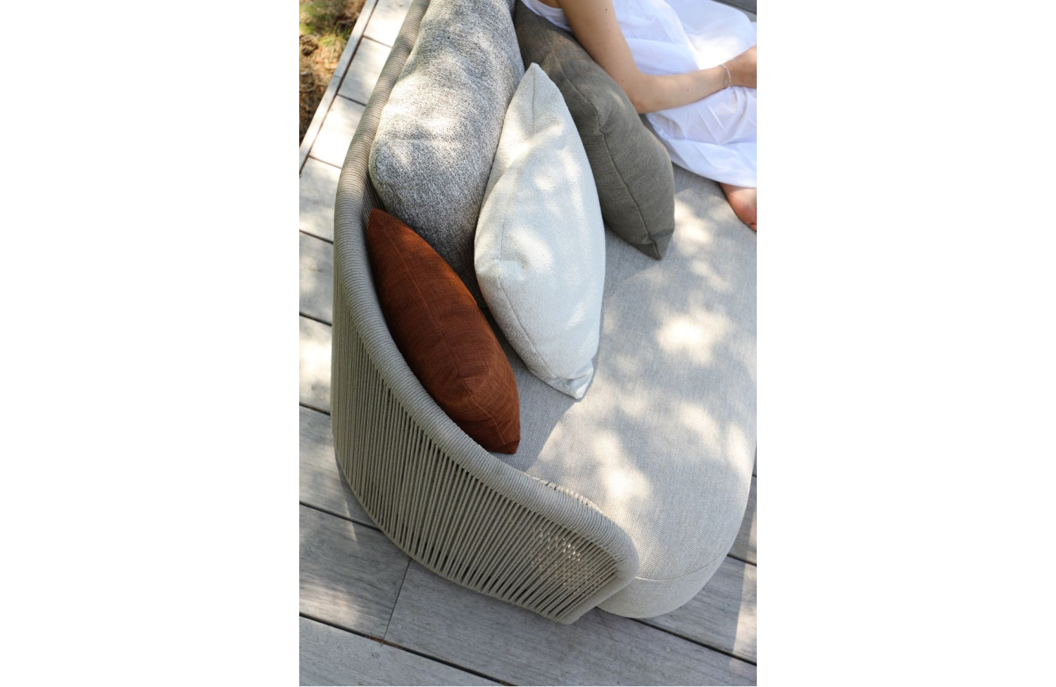 Swivel lounge armchair (with cushions) + 2 loose pillows LAGOM WAVE Lm 85T / TAUPE