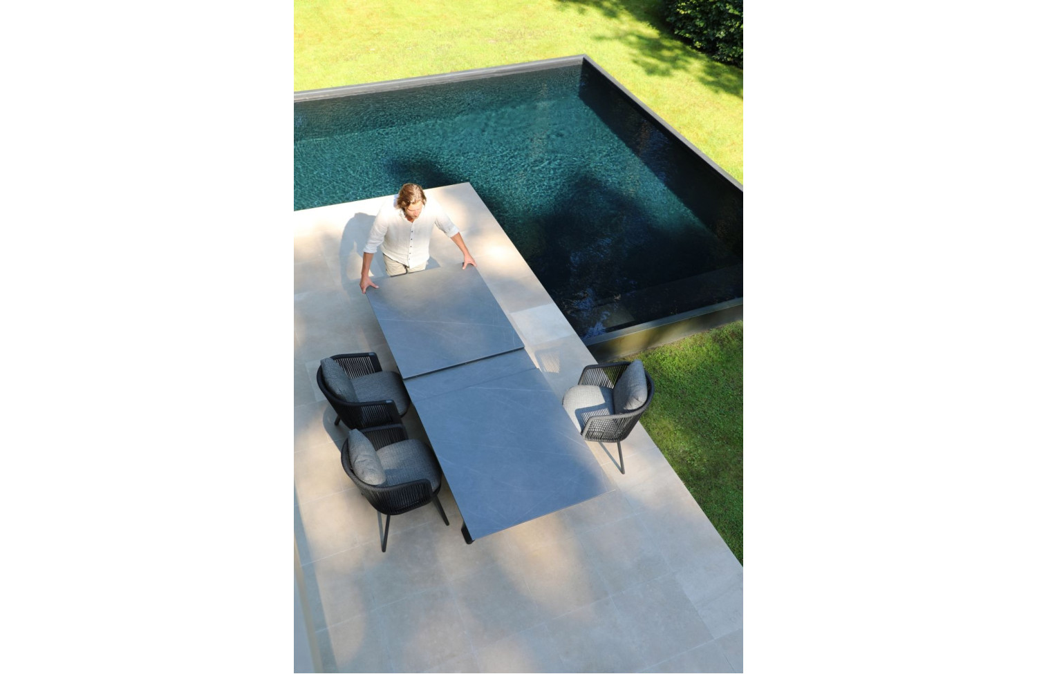 Rectangular dining table (extendable 180-240 cm) LAGOM ALBATROS Lm 87G / ANTHRACITE