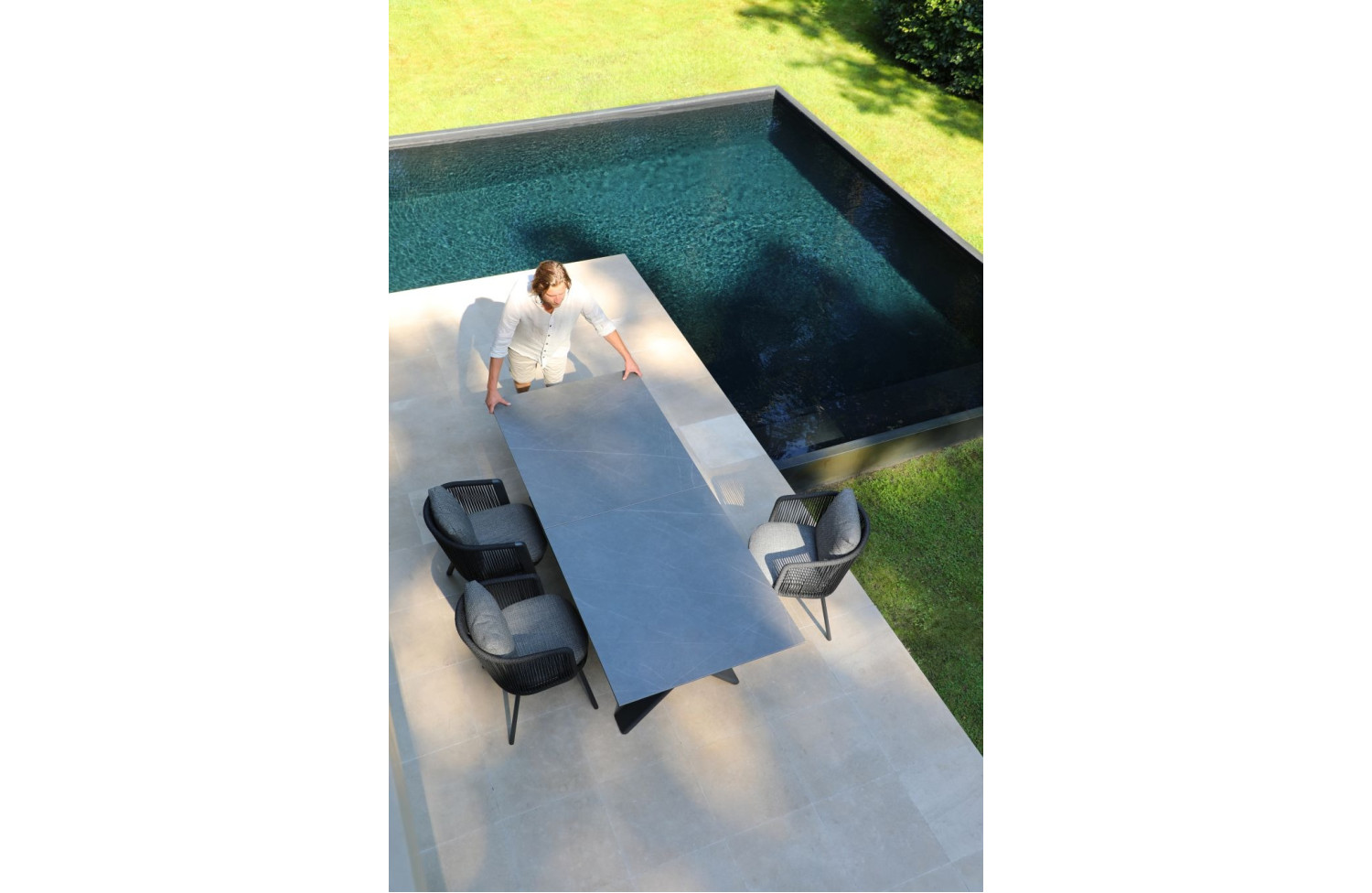 Rectangular dining table (extendable 200-300 cm) LAGOM ALBATROS Lm 88G / ANTHRACITE