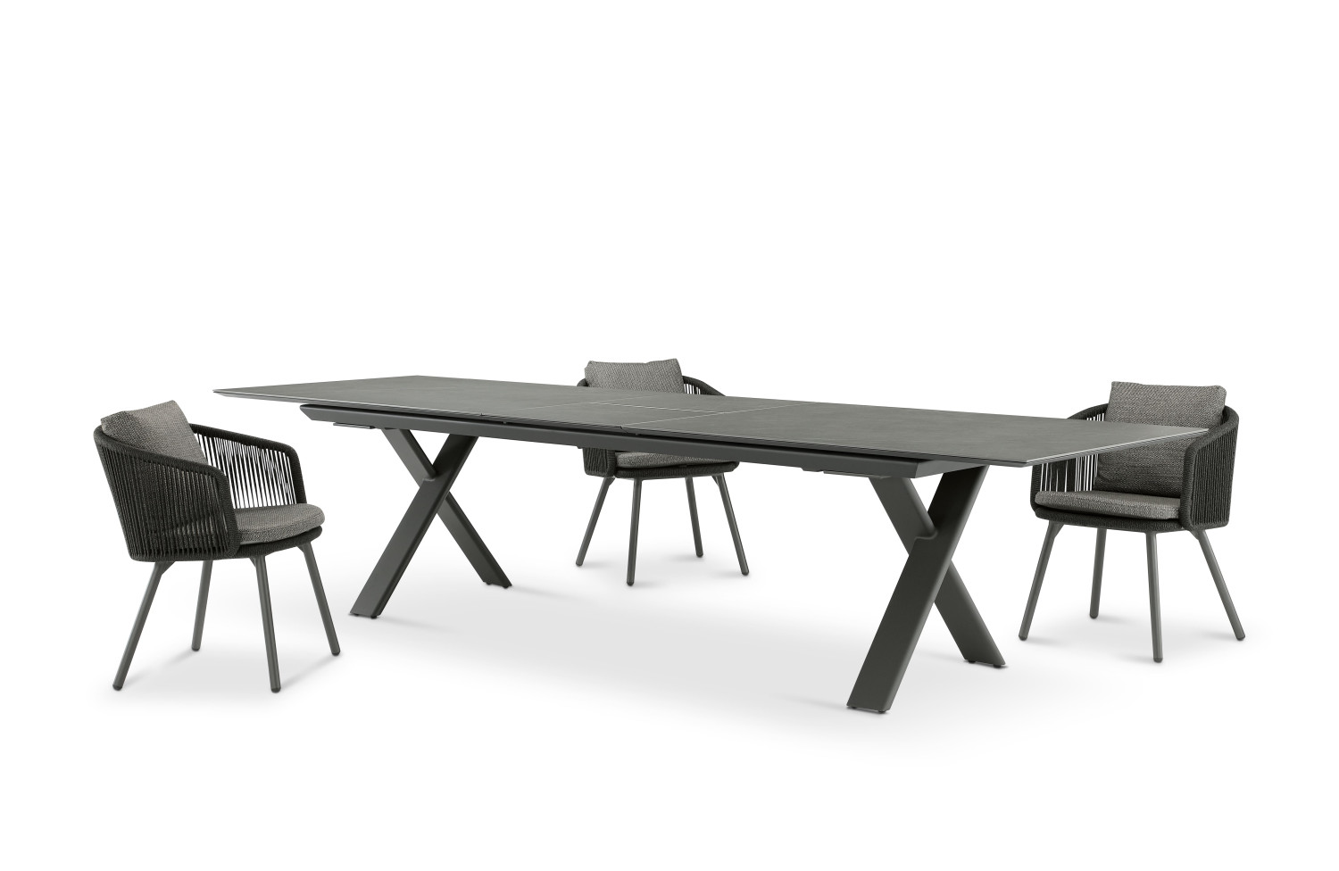 Rectangular dining table (extendable 280-340-400 cm) LAGOM ALBATROS Lm 89G / ANTHRACITE