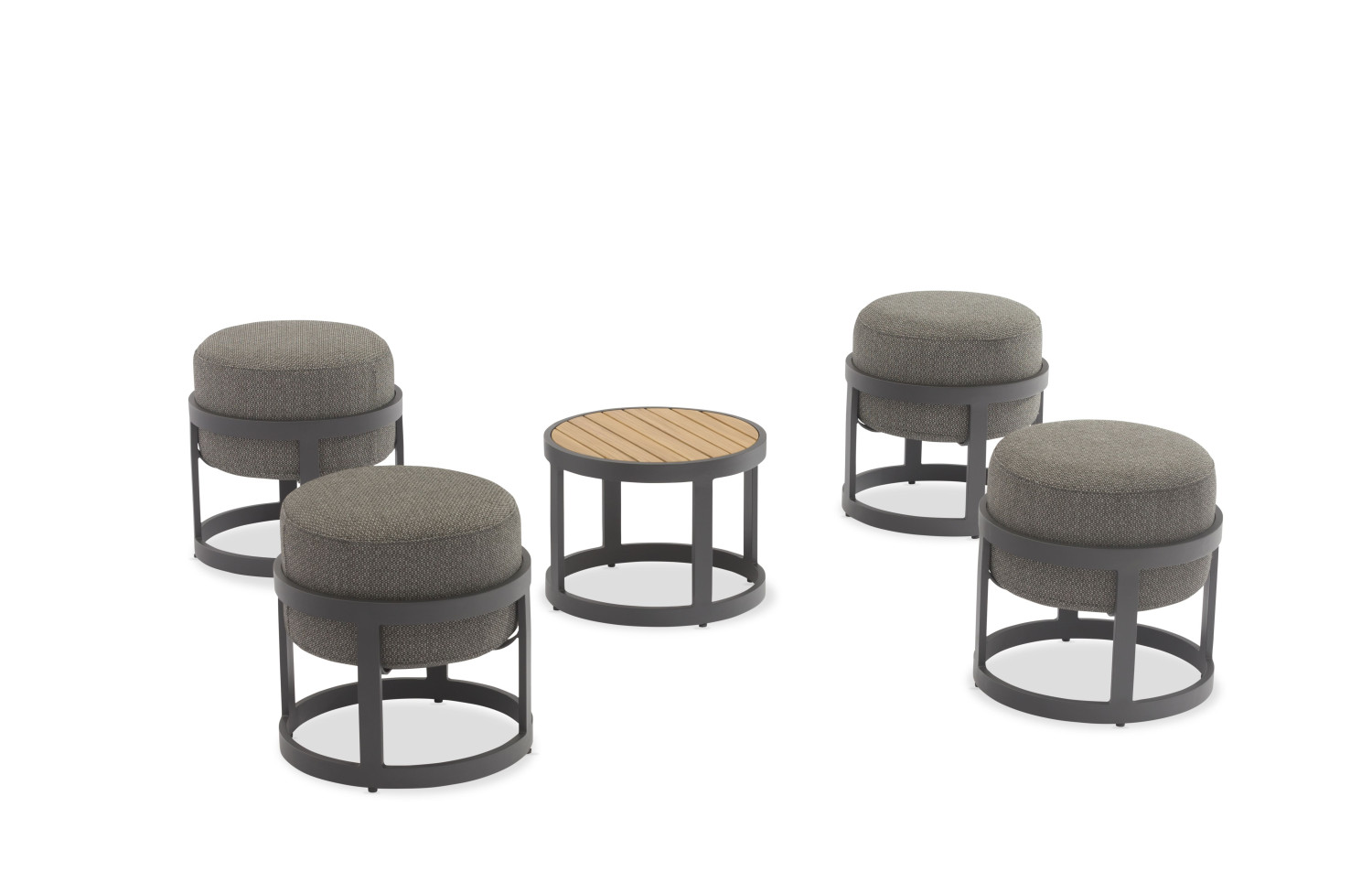 Zestaw 4 otoman (z poduszkami) + stolik LAGOM TOTEM-5Lm 15G / ANTHRACITE