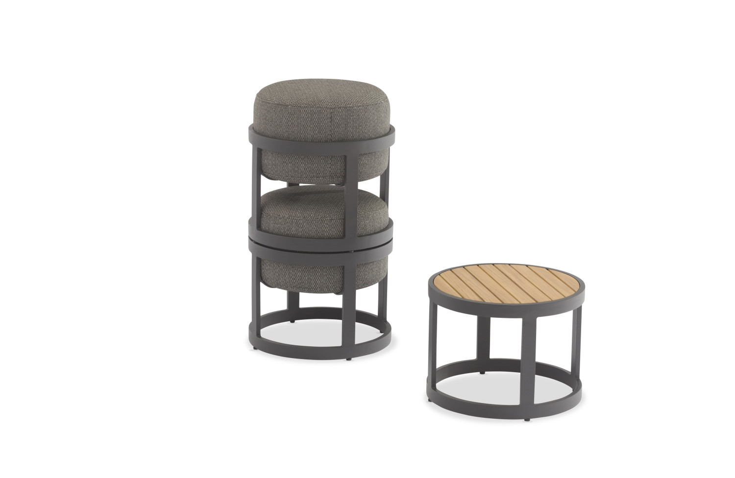 Zestaw 2 otoman (z poduszkami) + stolik LAGOM TOTEM-3 Lm 14B / DARK TAUPE