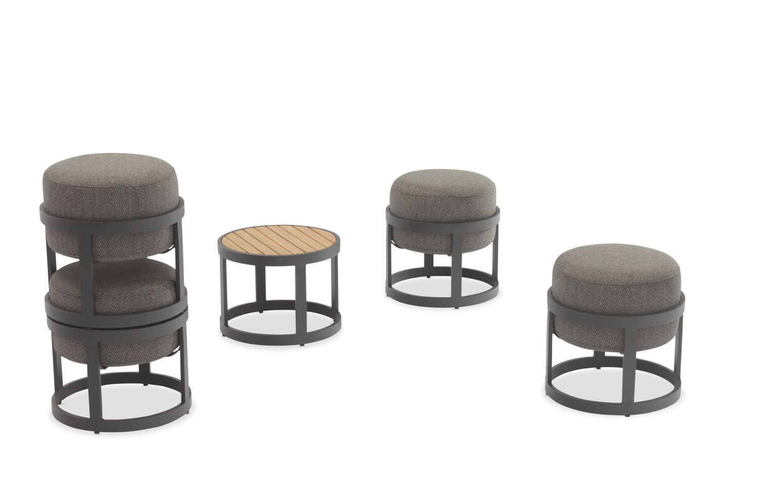 Zestaw 4 otoman (z poduszkami) + stolik LAGOM TOTEM-5 Lm 15B / DARK TAUPE