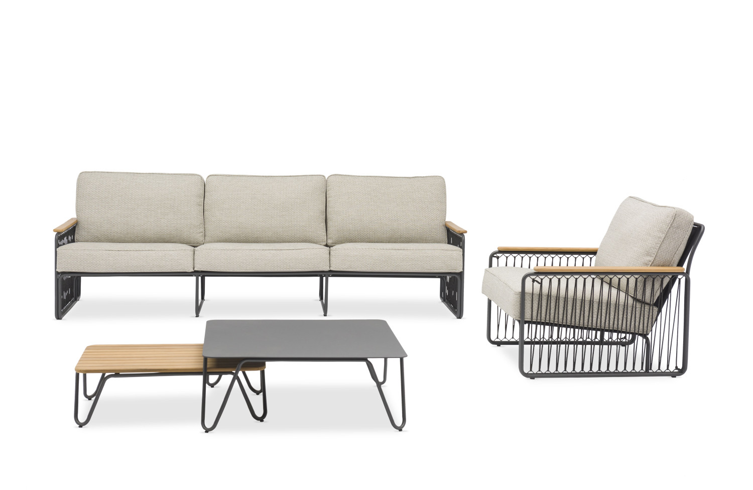 Kawowy stolik 76*50 (teak) LAGOM RIVA Lm 38G / ANTHRACITE