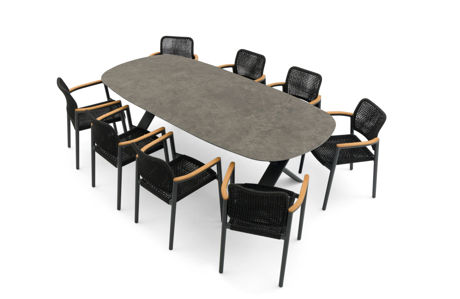 Stół obiadowy owalny (rozkładany 250-310 cm) LAGOM ALBATROS Lm 76G / ANTHRACITE