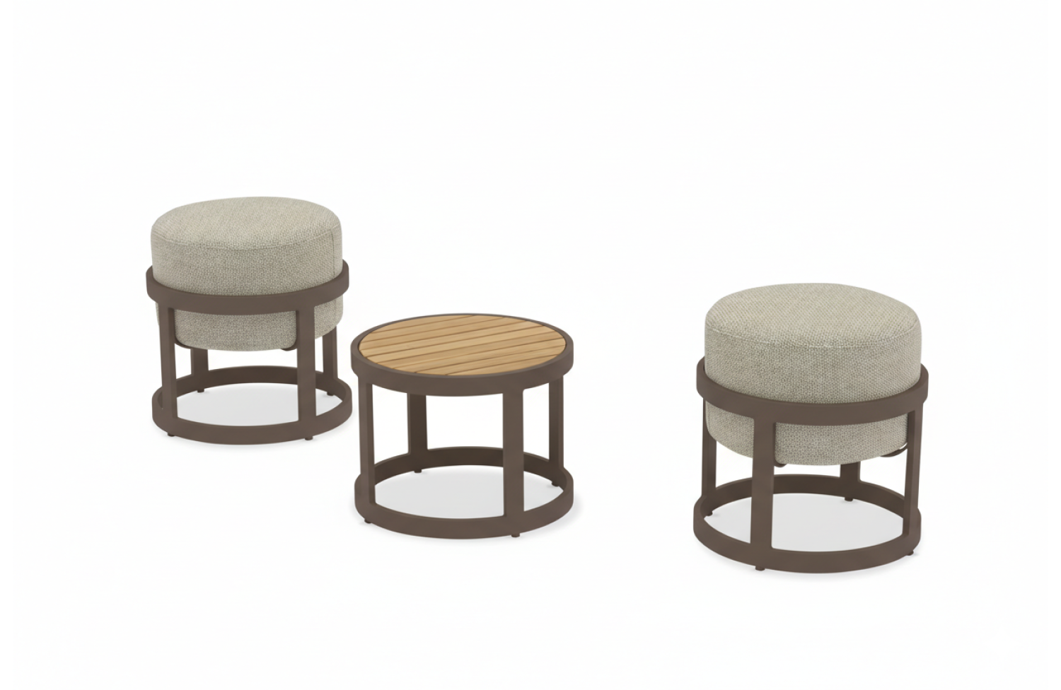 Комплект 2 пуфи (з подушками) + столик LAGOM TOTEM-3 Lm 14B / DARK TAUPE