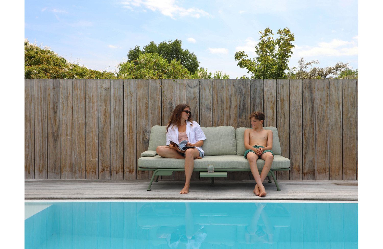 Диван для відпочинку на балконі (з подушками) + чохол (201x82x33cm) LAGOM SUNSET Lm 26T / TAUPE