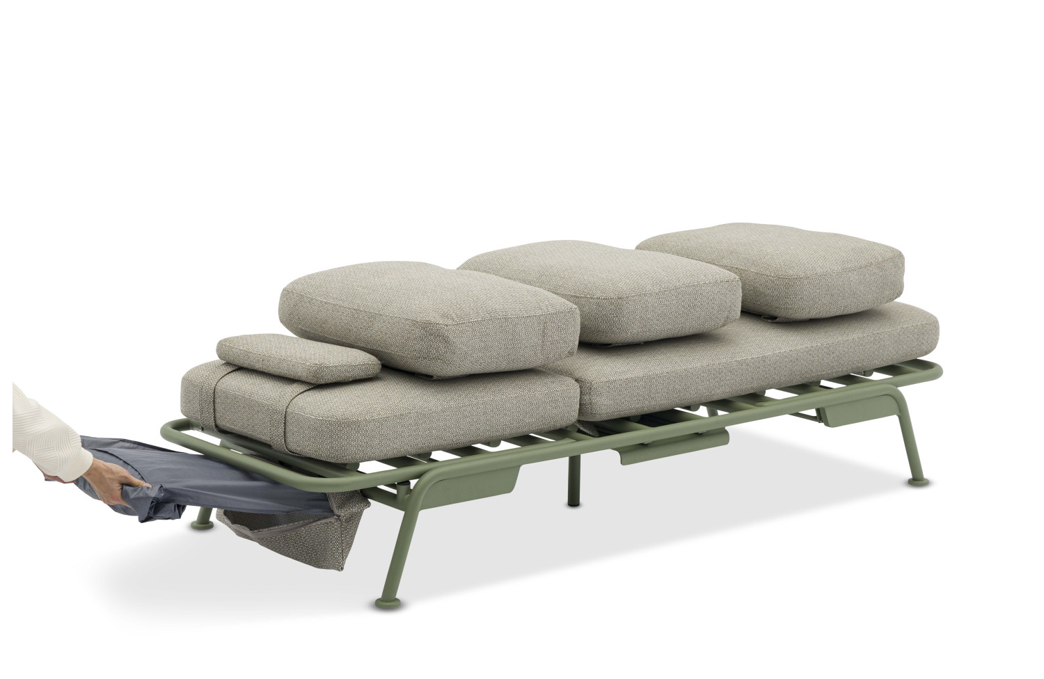 Диван для відпочинку на балконі (з подушками) + чохол (201x82x33cm) LAGOM SUNSET Lm 26T / TAUPE