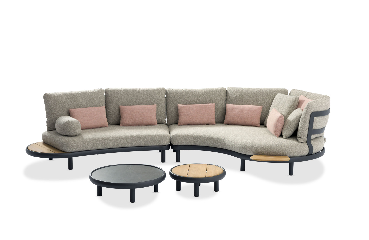 Вигнутий диван 2-місний з кутовим столиком (з подушками) LAGOM CLOUD Lm 74R / BURGUNDY