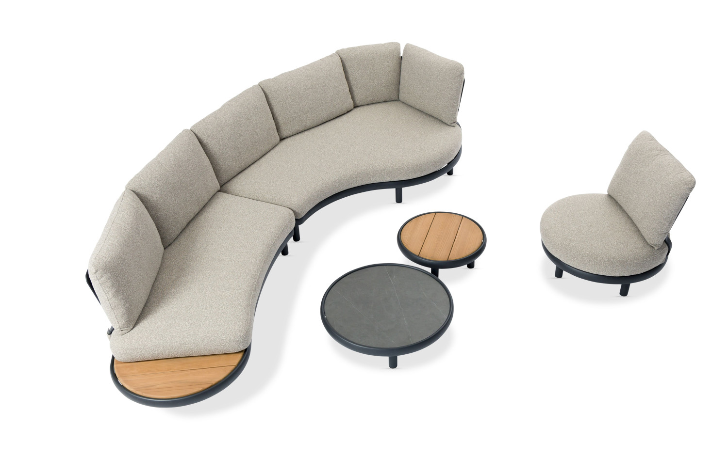 Вигнутий диван 3-місний з підлокотником (з подушками) LAGOM CLOUD Lm 75T / TAUPE