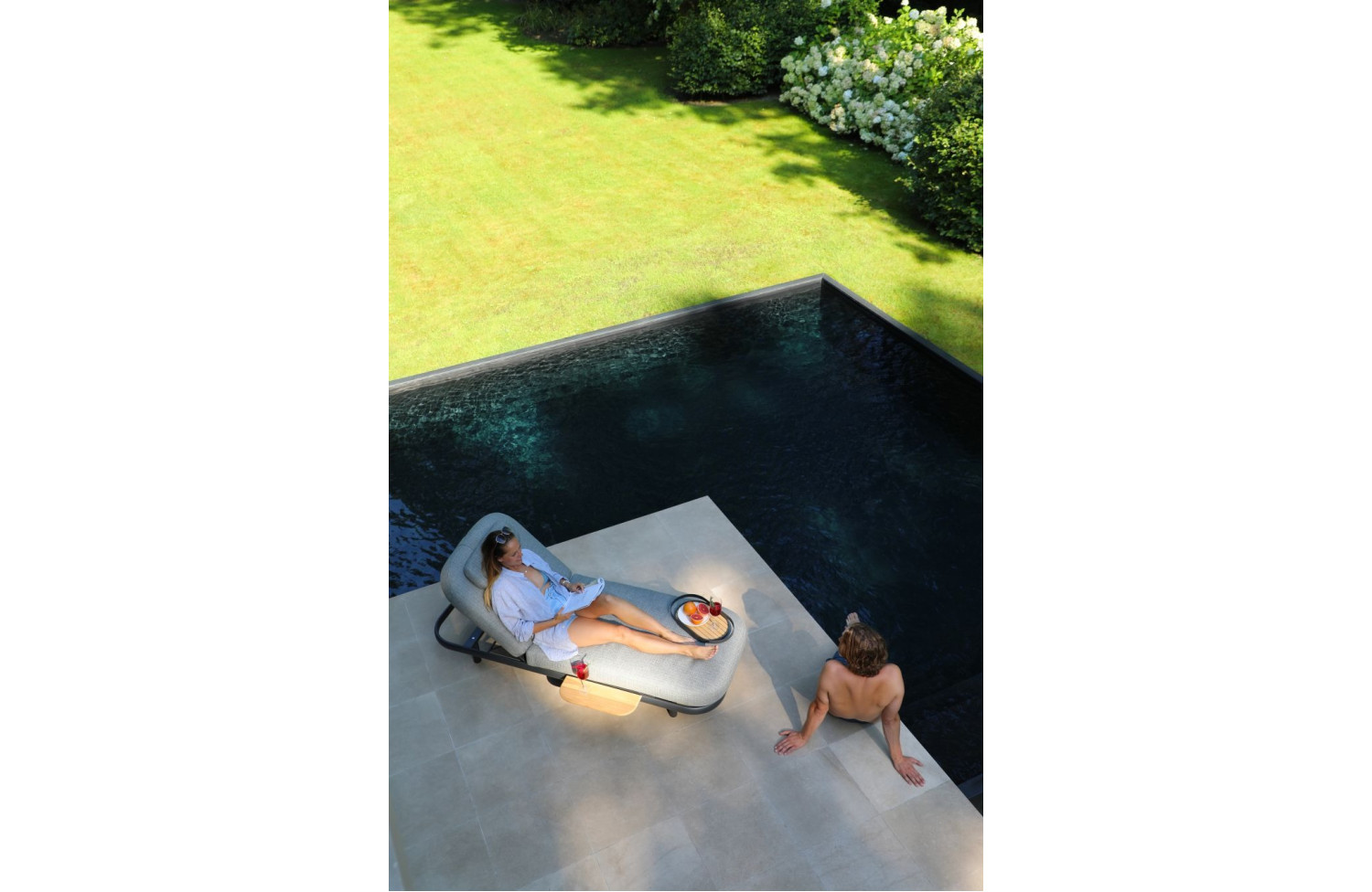 Шезлонг з кутовим столиком (з подушками) LAGOM CLOUD Lm 90T / TAUPE