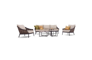 Lounge set (with cushions) APPLE BEE MILOU BLACK 18101B1-LC (2 pcs) / 18101B1-SF (1 pc) / 70001297 (1 pc) / 70001296 (1 pc)
