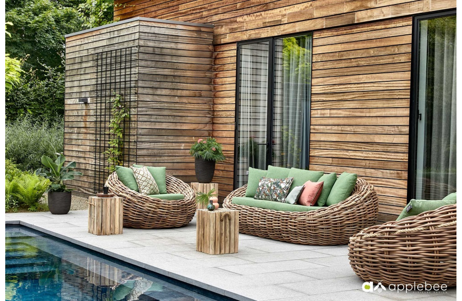 Lounge set (with cushions) APPLE BEE COCOON 18011B1-SF (1 pc) / 18011B1-LC (2 pcs) / 70001297 (1 pc) /70001296 (1 pc) / 70001295 (1 pc)