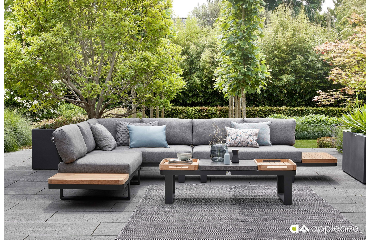 Zestaw narożny dla 5 osób PRAWY (z poduszkami) APPLE BEE MURA 70001466 / 70001467 / 70001469 / 70001470