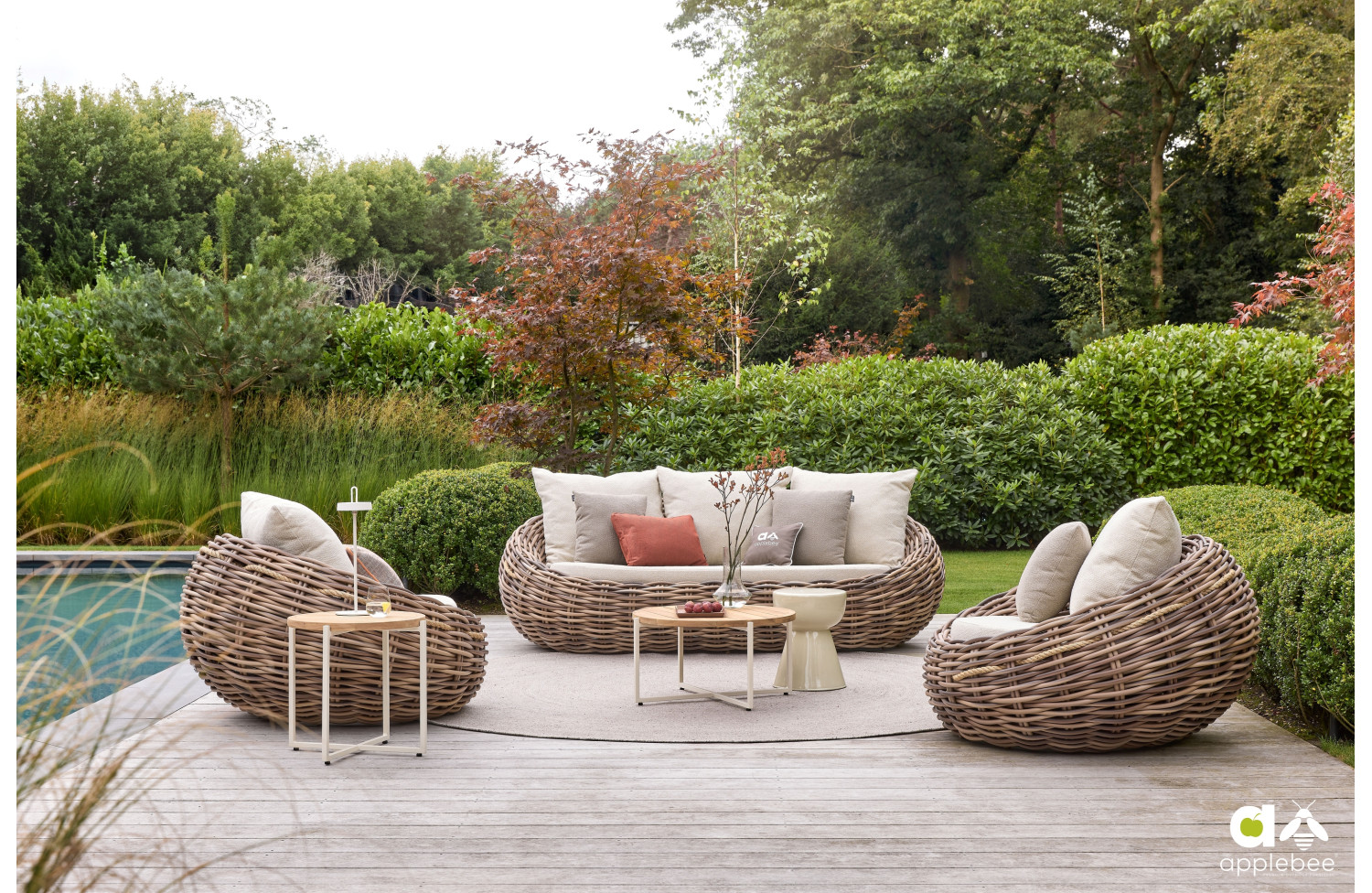 Lounge Armchair (with cushions) APPLE BEE COCOON 72000457 BEIGE