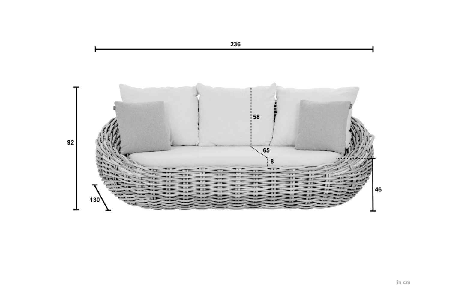 Sofa 3-osobowa (z poduszkami) APPLE BEE COCOON 72000461 BEIGE