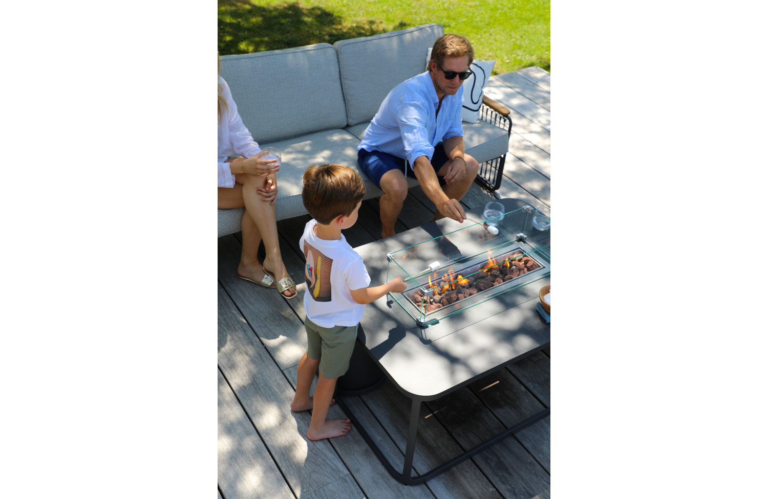 Стіл-камін прямокутний (зі склом) LAGOM FOGO Lm 01G / ANTHRACITE