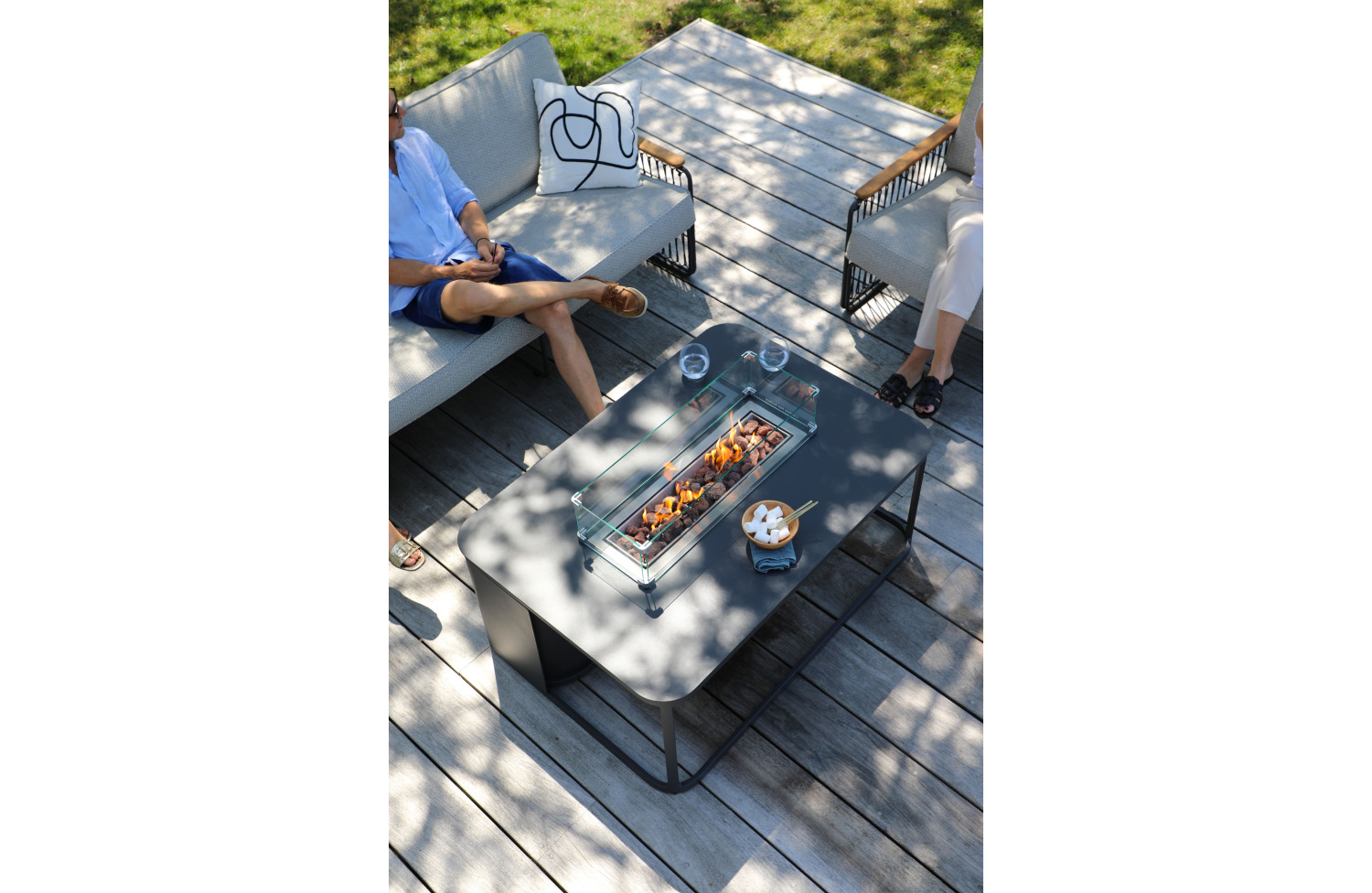 Стіл-камін прямокутний (зі склом) LAGOM FOGO Lm 01G / ANTHRACITE