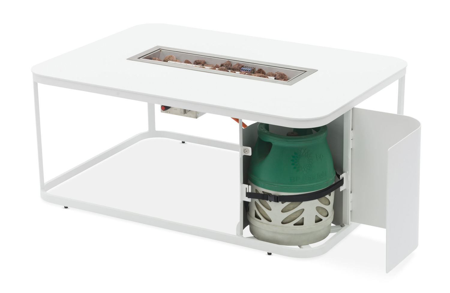 Стіл-камін прямокутний (зі склом) LAGOM FOGO Lm 01T / TAUPE