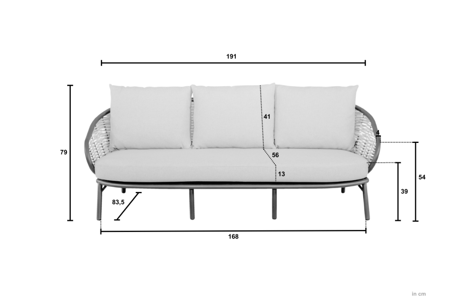 Lounge set (with cushions) APPLE BEE PINE KEY 72000652 (2 pcs) / 72000654 (1 pc) / 72000650 (1 set) / 72000655 (1 set) / BRONZE