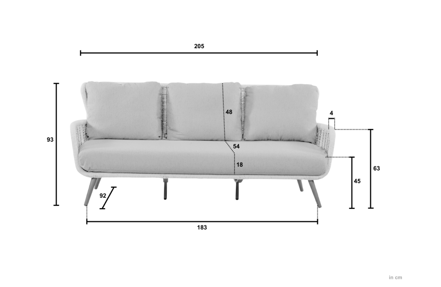 3-Seater Sofa (with cushions) APPLE BEE KEY LARGO 72000638 / BRONZE