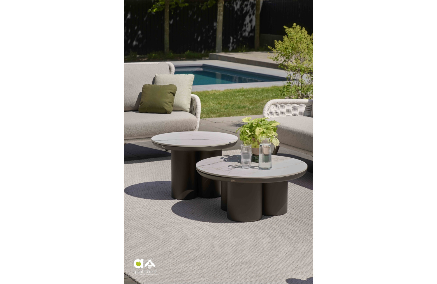 Set of 2 Coffee Tables d.80 + d.60 APPLE BEE TONGA 72000620 72000621 / BRONZE