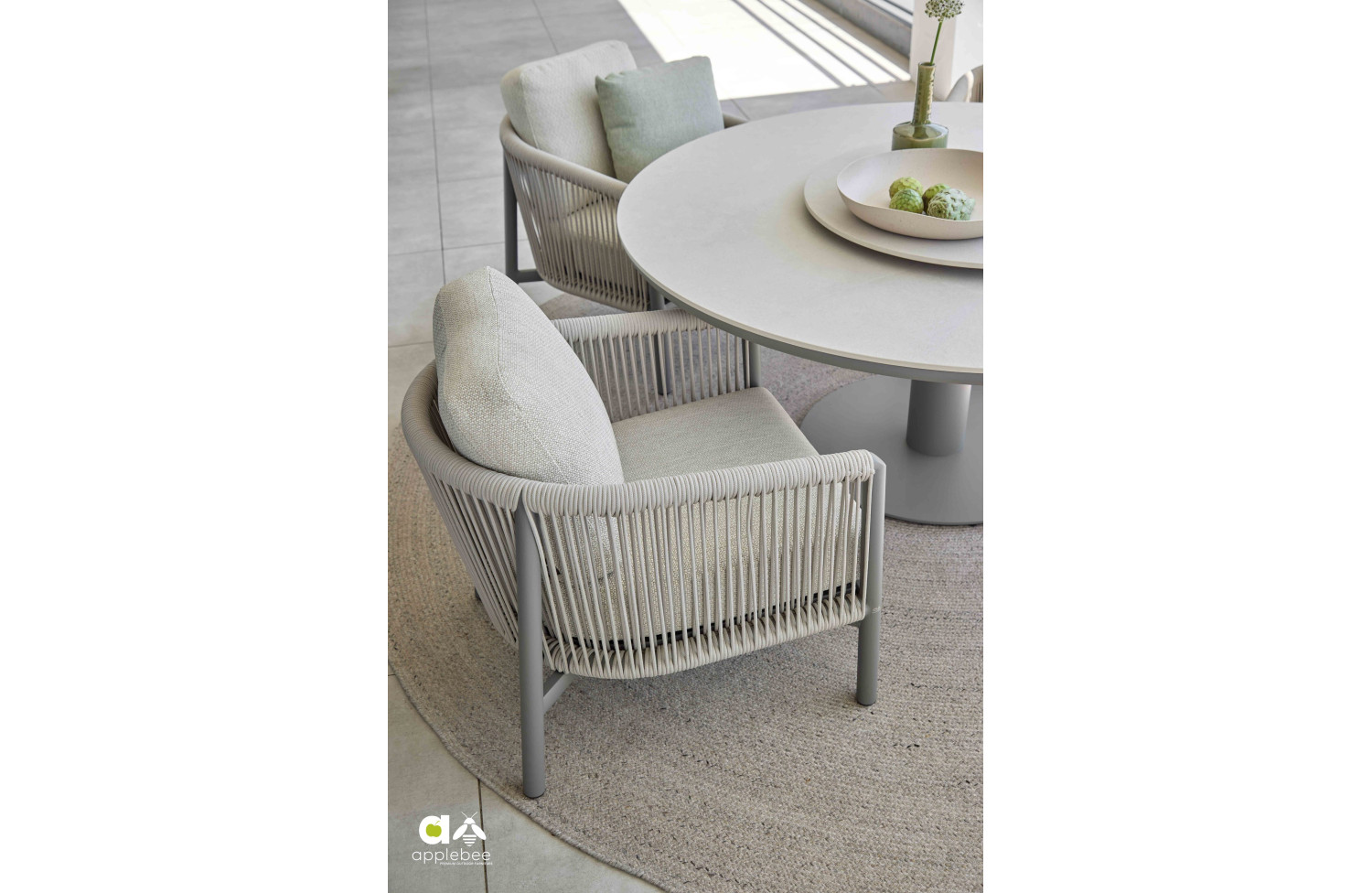 Low dining armchair (with cushions) APPLE BEE BORA BORA 72000558 TAUPE / GREY