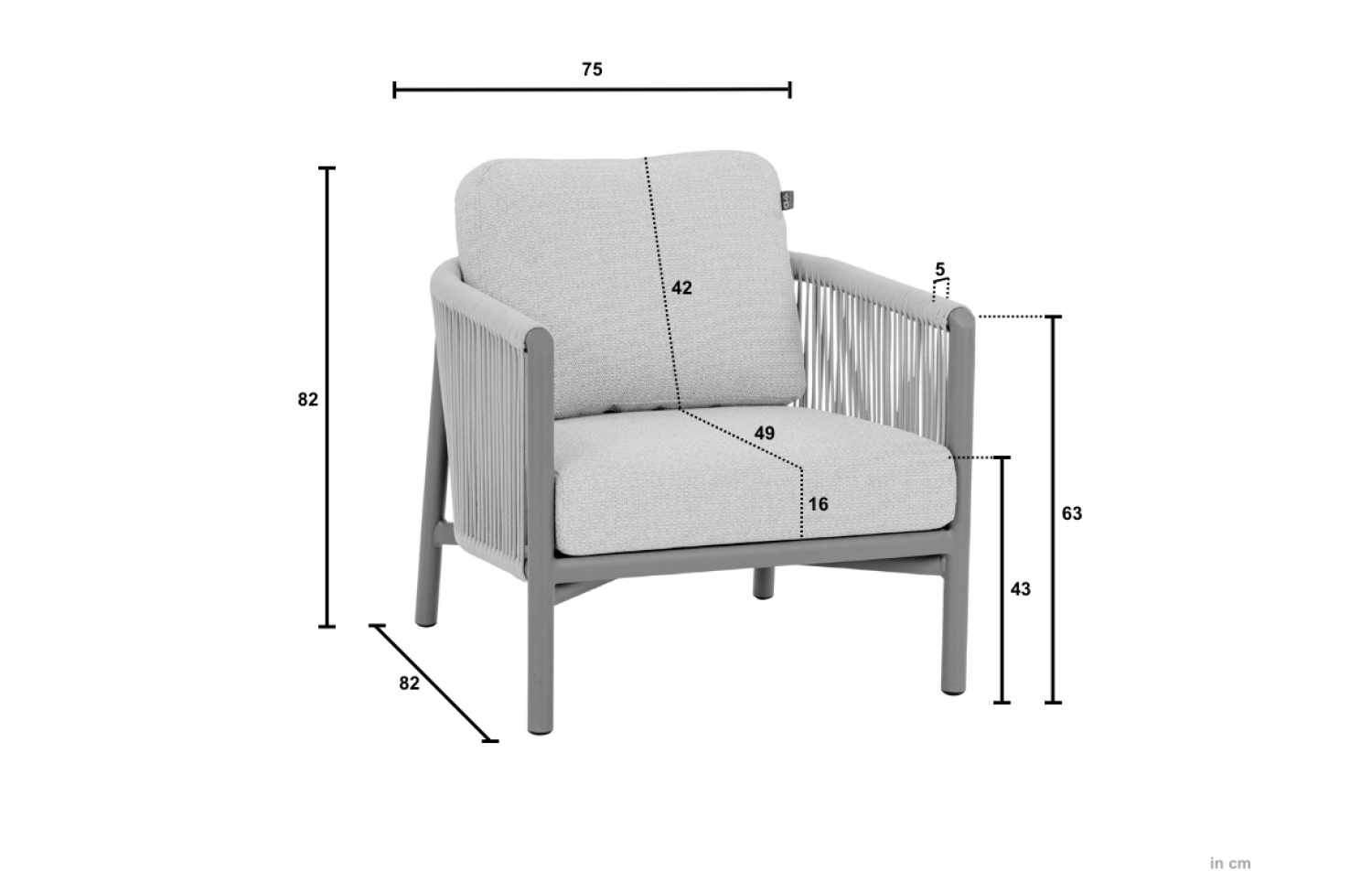 Lounge Armchair (with cushions) APPLE BEE BORA BORA 72000226 / TAUPE / GREY