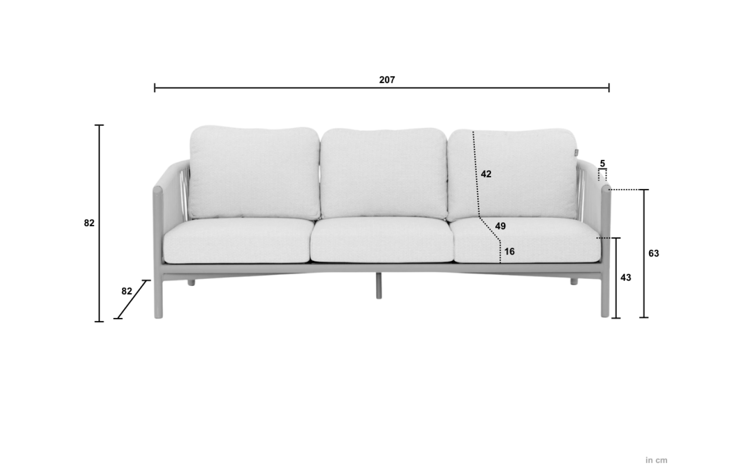 Sofa 3-osobowa (z poduszkami) APPLE BEE BORA BORA 72000227 TAUPE / GREY