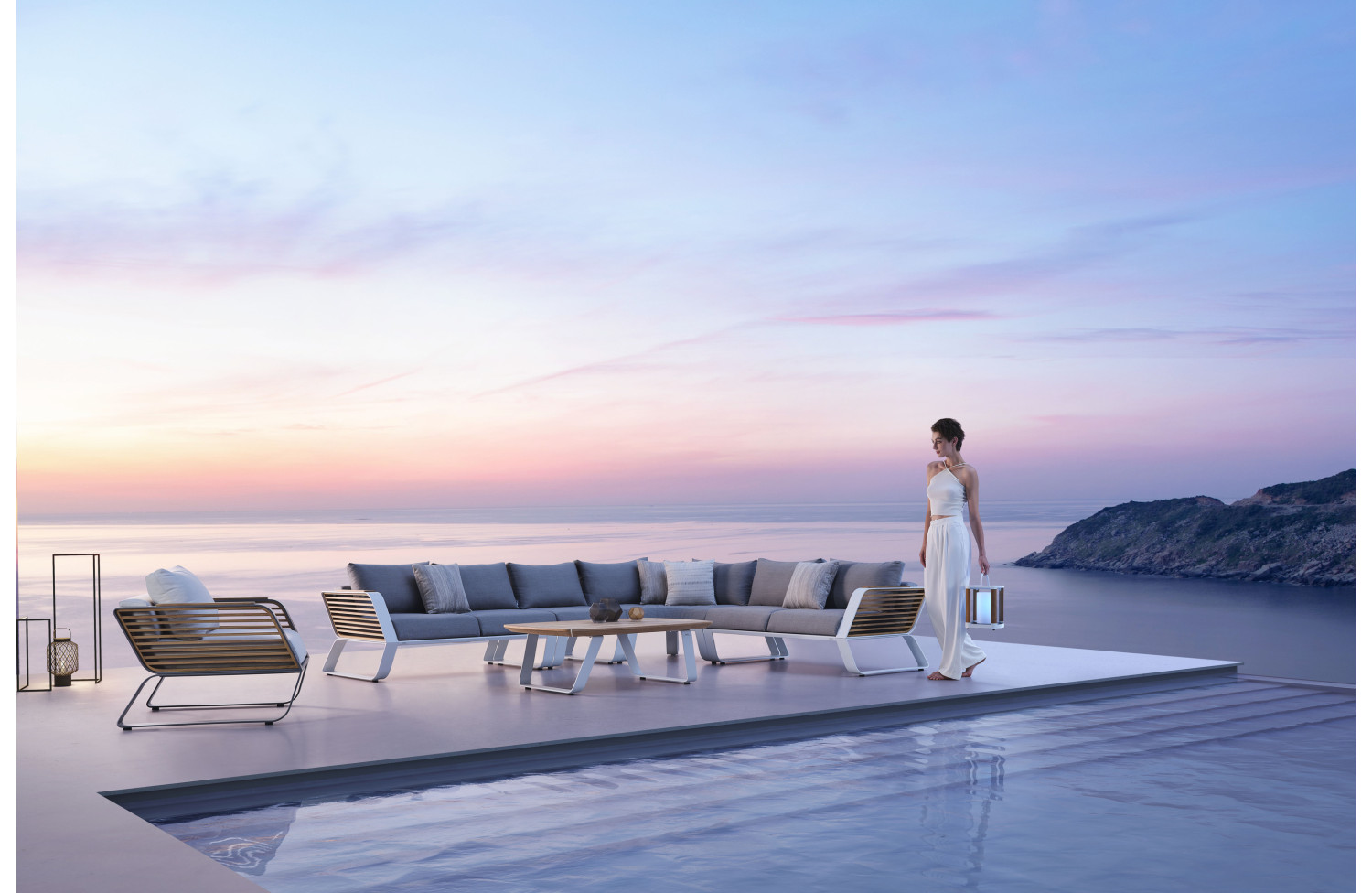 Zestaw narożny dla 5 osób (z poduszkami) HIGOLD WING 204970 / WHITE