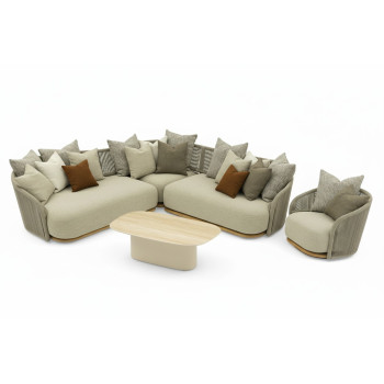 Zestaw narożny dla 5 osób (z poduszkami) LAGOM WAVE Lm 82T Lm 83T Lm 84T Lm 85T Lm 86T / TAUPE