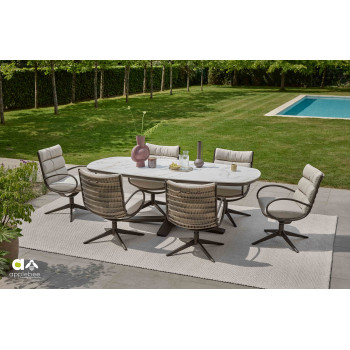 Dining Set 220 (with cushions) APPLE BEE ZANZIBAR & CAMP BAY 72000590 (1 pc) / 72000591 (1 pc) / 72000592 (1 pc) / 72000573 (6 pcs) / BRONZE
