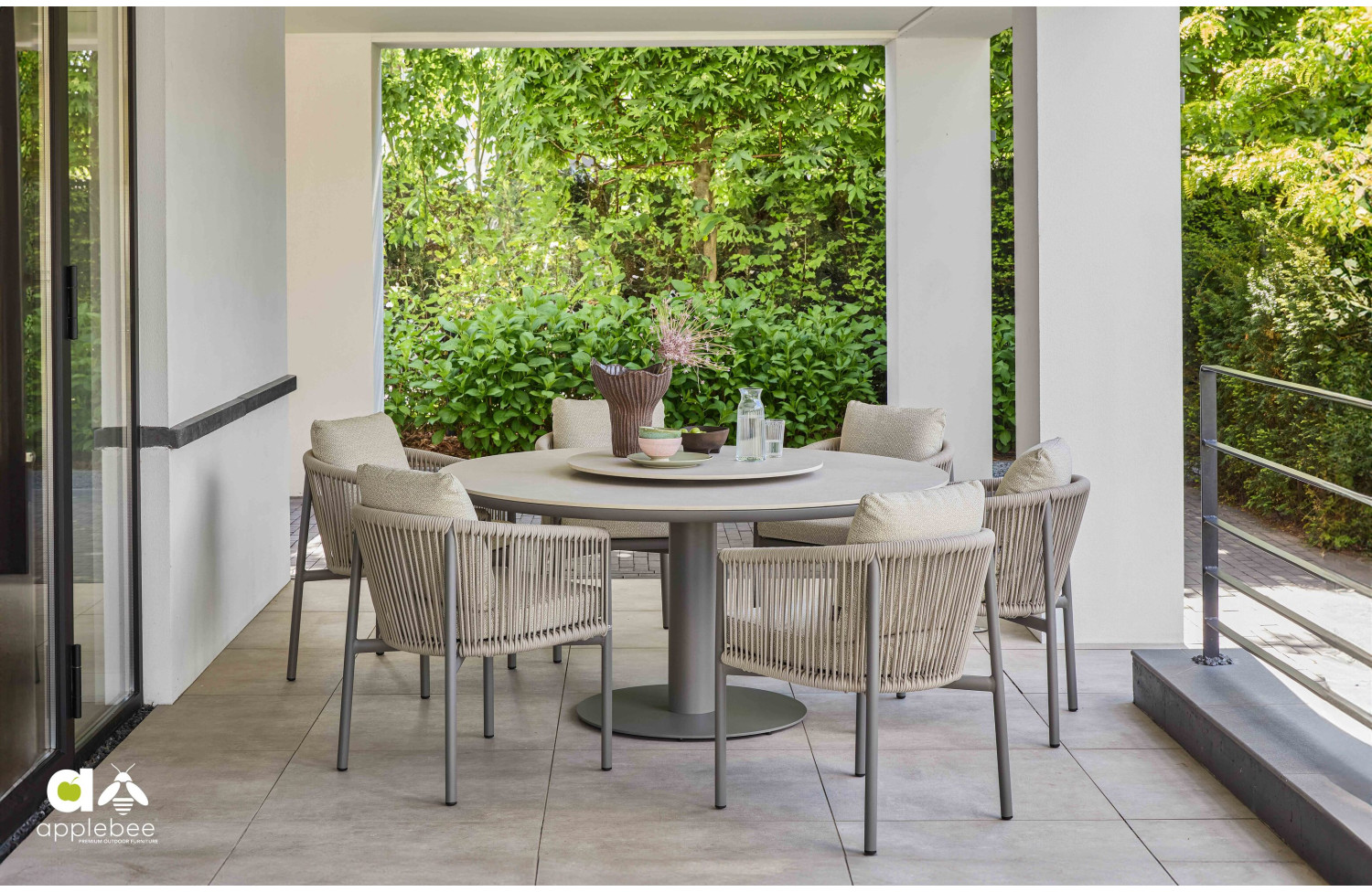 Dining Set APPLE BEE 160 MELVILLE & BORA BORA 72000599 (1 pc) / 72000600 (1 pc) / 72000601 (1 pc) / 72000602 (1 pc) / 72000557 (6 pcs) / TAUPE/GREY