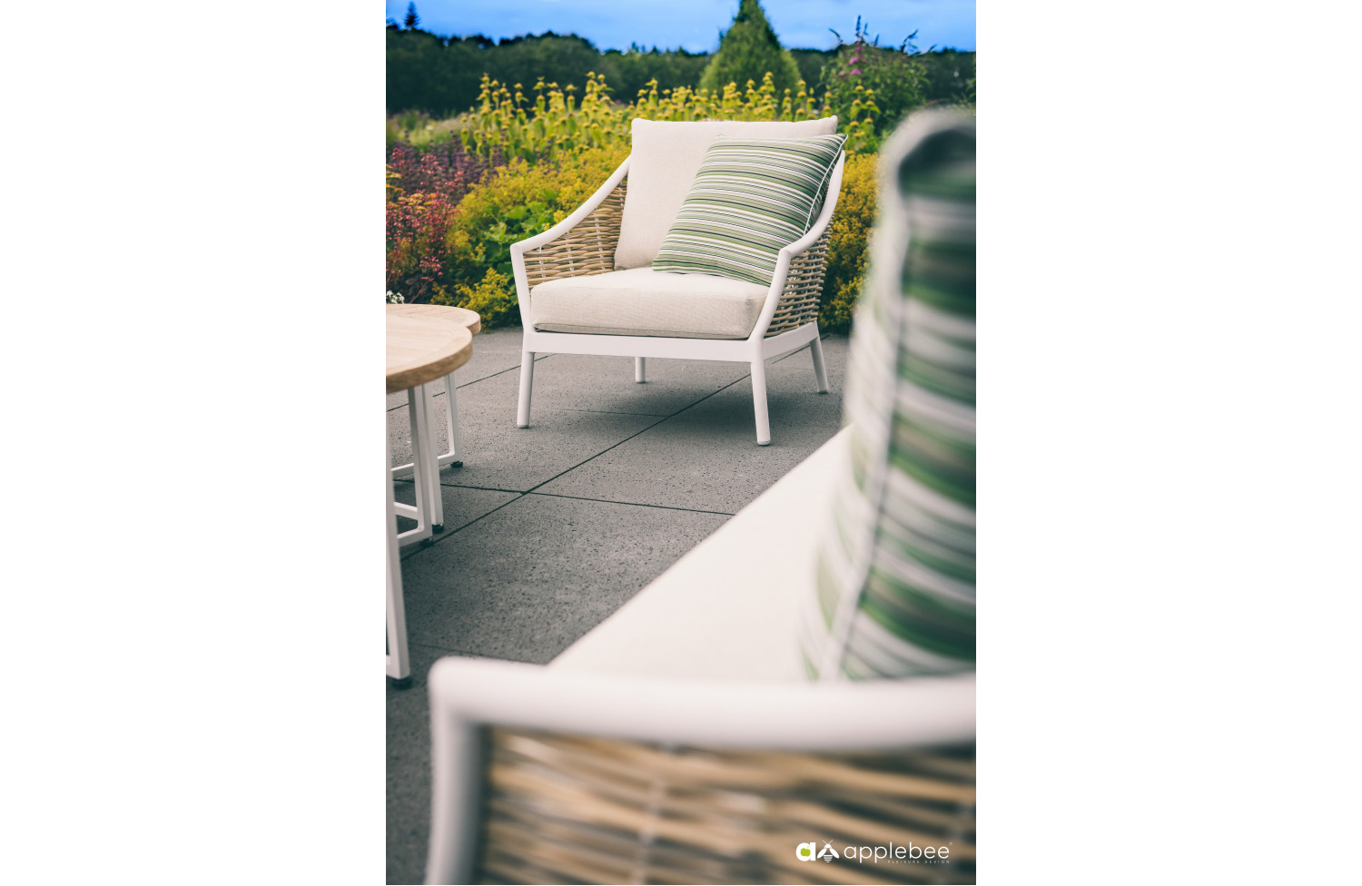 Lounge set (with cushions) APPLE BEE MILOU WHITE 70000625 (2 pcs) / 70000626 (1 pc) / 70000628 (1 pc) / 70000629 (1 pc)