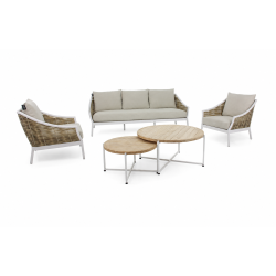 Lounge set (with cushions) APPLE BEE MILOU WHITE 70000625 (2 pcs) / 70000626 (1 pc) / 70000628 (1 pc) / 70000629 (1 pc)