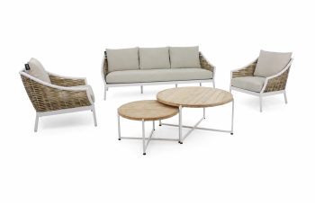 Lounge set (with cushions) APPLE BEE MILOU WHITE 70000625 (2 pcs) / 70000626 (1 pc) / 70000628 (1 pc) / 70000629 (1 pc)