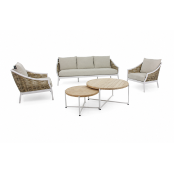 Lounge set (with cushions) APPLE BEE MILOU WHITE 70000625 (2 pcs) / 70000626 (1 pc) / 70000628 (1 pc) / 70000629 (1 pc)