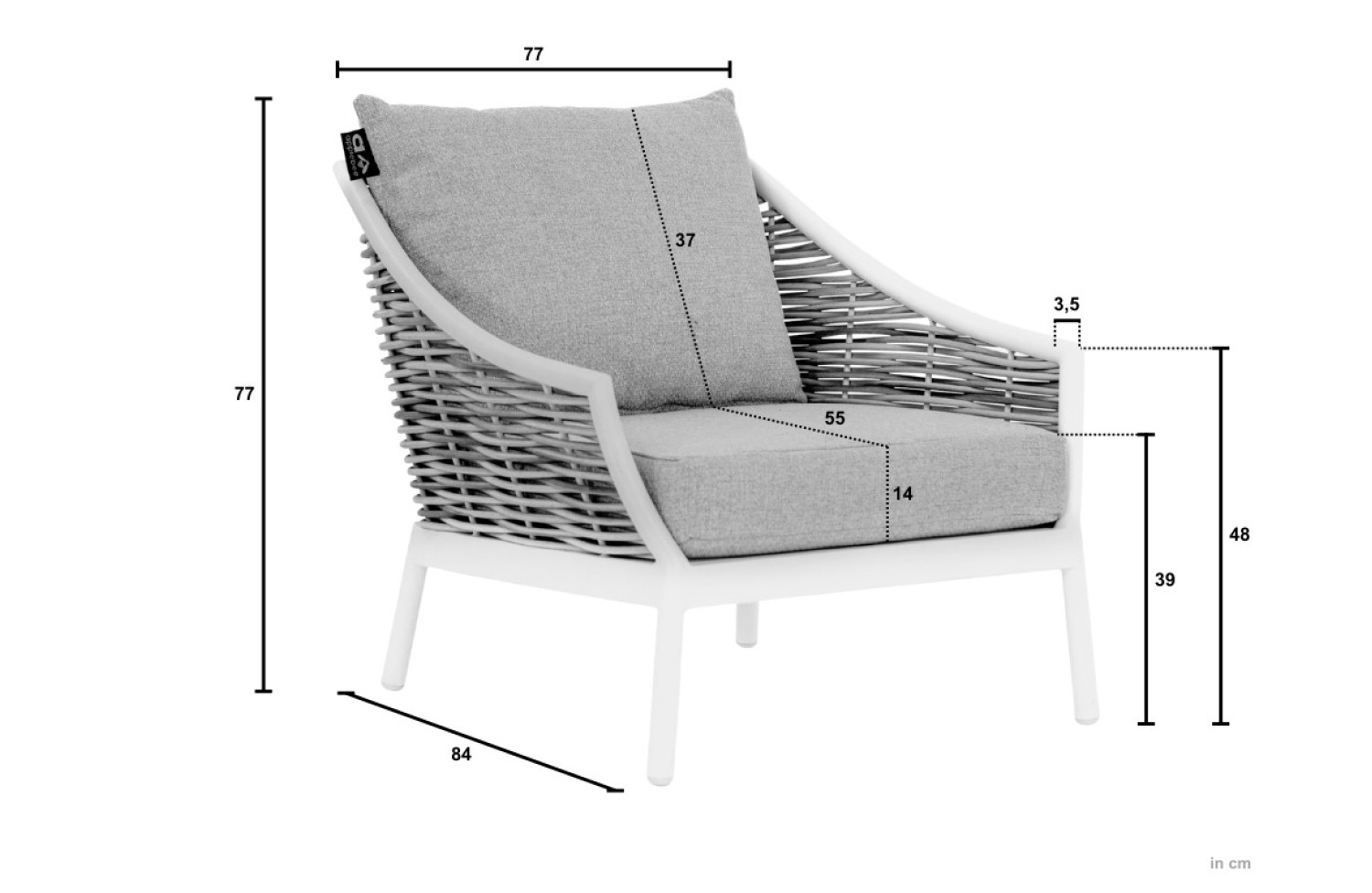 Lounge set (with cushions) APPLE BEE MILOU WHITE 70000625 (2 pcs) / 70000626 (1 pc) / 70000628 (1 pc) / 70000629 (1 pc)