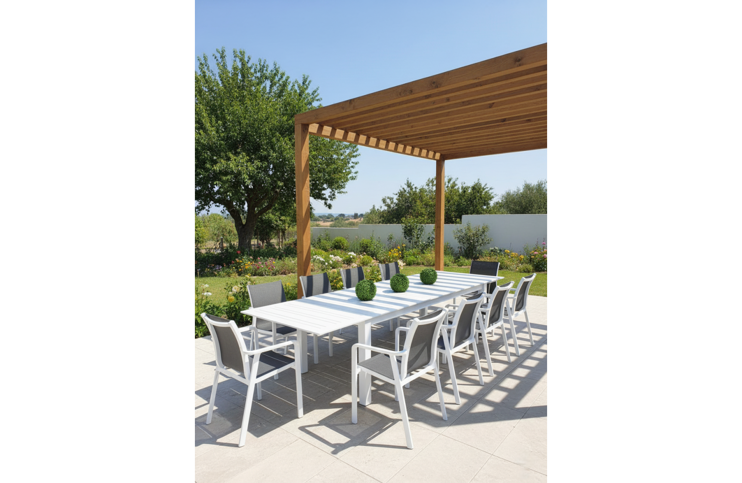 Обідній стіл розкладний 266-330-395 SKANDI SK 12W / WHITE