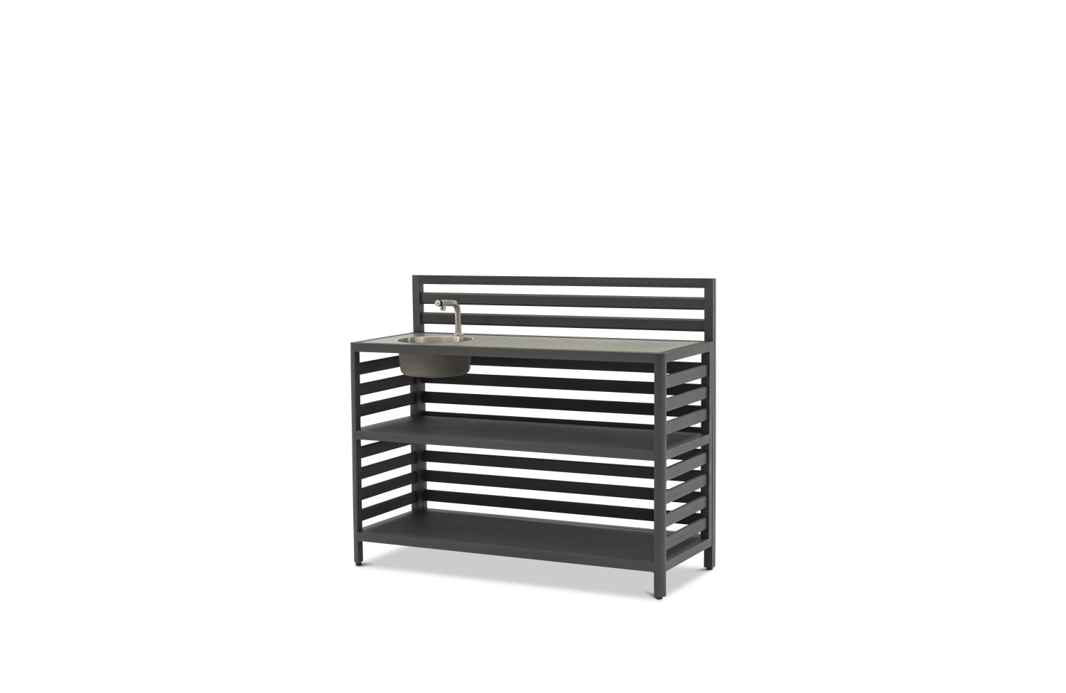 Вулична Кухня з 2-х мод.(роб. стінка / мийка / 2 дер.навіс. пол. / 2 навіс.пол / дошка для нарізання) / MATERA MT 01G / ANTRACITE