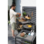 Outdoor Kitchen (wall / sink and tap / 2 wooden shelves / 2 alu shelves / cutting board + 2 solar lamps + 8 single hooks + 2 drawers) / MATERA MT 01G / ANTRACITE
