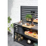 Outdoor Kitchen (wall / sink and tap / 2 wooden shelves / 2 alu shelves / cutting board + 2 solar lamps + 8 single hooks + 2 drawers) / MATERA MT 01G / ANTRACITE