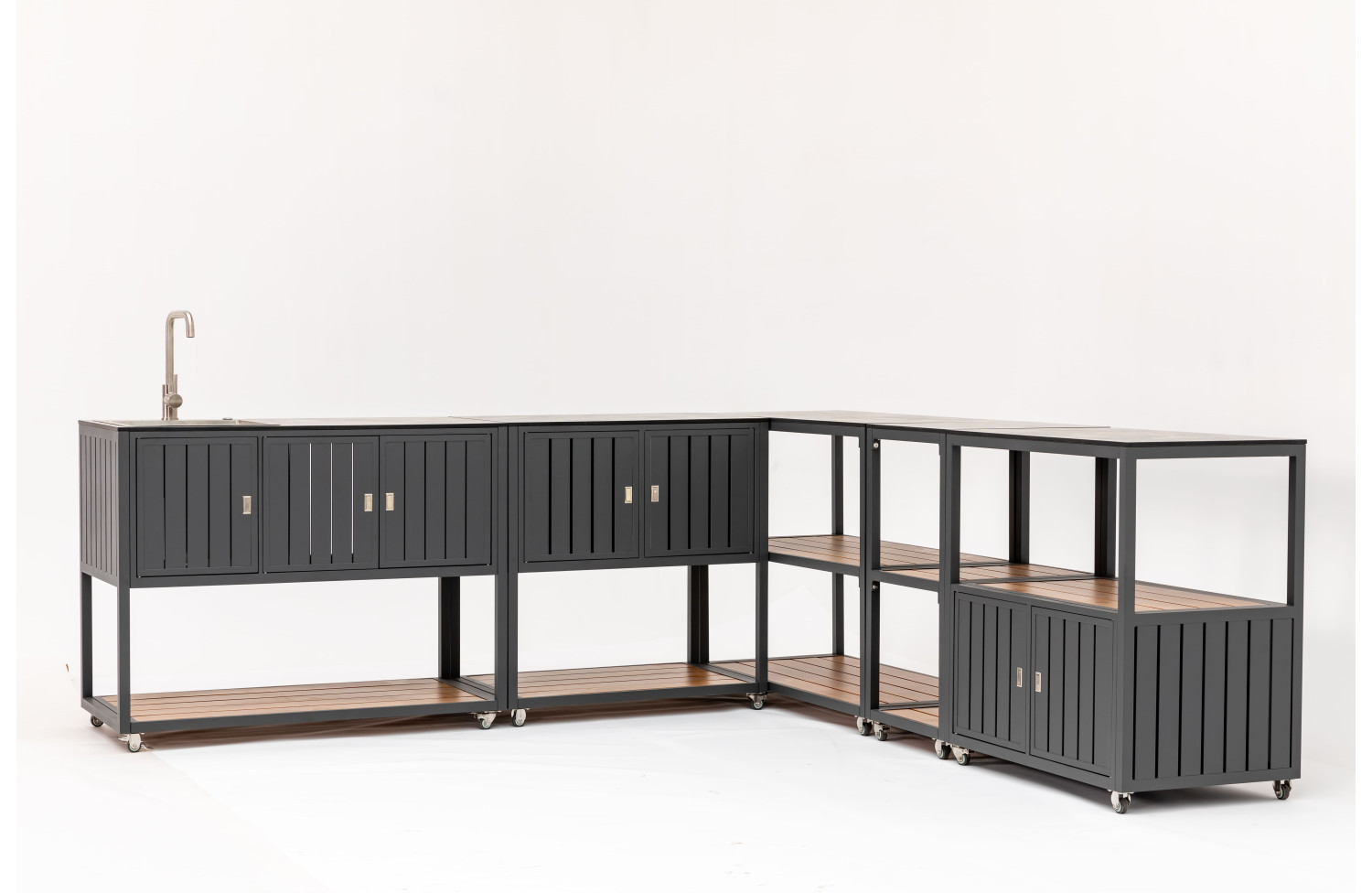 Outdoor double shelf unit (with wheels) / MATERA MT 08G / ANTRACITE